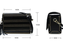 Genuine Leather crossbodybag rivet shoulder bag for women leather bag - EverHandmade