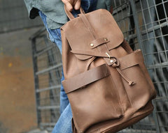 Cool Coffee Mens Leather Backpack Travel Backpacks Laptop Backpacks for men