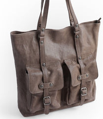 Vintage WOMENs Brown Large LEATHER Tote Bag Fashion Tote Purse FOR WOMEN