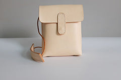 Handmade Leather Beige Womens Small Phone Crossbody Purse Shoulder Bags for Women