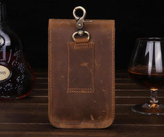 Leather Mens Cigarette Case with Belt Loop Cell Phone Holster Belt Pouch for Men