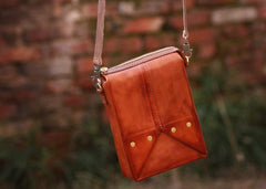 Handmade Vintage Brown Leather Mens Box Bag Shoulder Bag Messenger Bag for Men