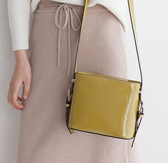 Cute Leather Womens Stylish Bucket Shoulder Bag Barrel Crossbody Purse for Women