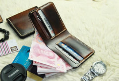 Vintage Leather Mens Slim Small Wallet Leather Small Wallets billfold Wallet for Men