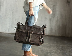 Vintage WOMENs LEATHER Travel Handbag Travel Bag Shoulder Bag FOR WOMEN