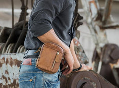 Leather Belt Pouch Belt Cases Mens Waist Bag Small Shoulder Bag for Men