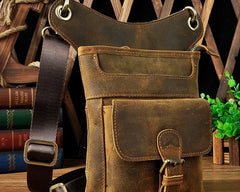 Cool Biker Leather Drop Leg Bag Mens Belt Pouch Waist Bag Shoulder Bag for Men