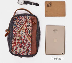 Folk Canvas Leather Mens Sling Bag Chest Bag One Shoulder Pack for men