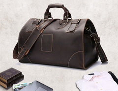 Vintage Leather Mens Large Weekender Bag Travel Bag Duffle Bag