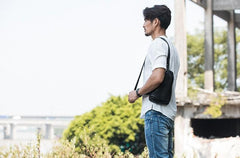 Mens Black Leather Sling Bag Sling Shoulder Bag Sling Backpack for men