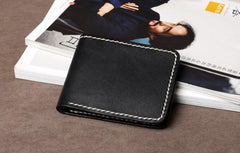 Handmade Leather Mens Cool Slim Leather Small Wallet Men Bifold billfold Wallet for Men