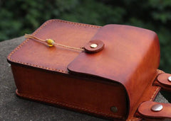 Handmade Leather Belt Pouch Mens Brown Waist Bag CIGARETTE Pouch for Men