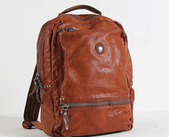Cool Black Leather Mens Backpack Large Travel Backpack Brown Hiking Backpack for men