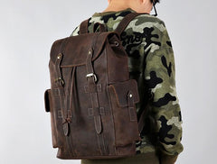 Vintage Leather Mens Backpacks Large Travel Backpacks Hiking Backpacks for Men