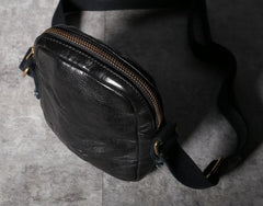 Handmade Genuine Leather Mens Cool Messenger Bag Sling Bag Chest Bag Bike Bag Cycling Bag for men
