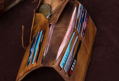Genuine Leather Wallet Long Wallet Bifold Wallet Purse For Men Women - EverHandmade