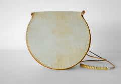 Cute Leather Womens Small Round Saddle Crossbody Purse Shoulder Bag for Women