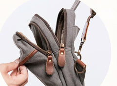 Cool Gray Canvas Mens Sling Bag Chest Bag One Shoulder Packs for men