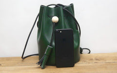 Cute LEATHER WOMEN Bucket SHOULDER BAG Barrel Crossbody Purses FOR WOMEN