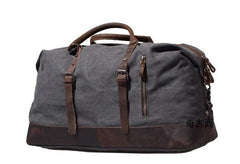 Mens Waxed Canvas Leather Weekender Bag Canvas Overnight bag Travel Bag for Men