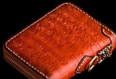 Handmade leather Mens Tibet Small biker chain wallet zipper billfold Chain Wallet for Men - EverHandmade
