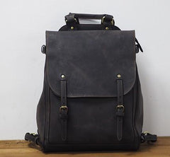 Vintage Mens Leather 15inch Laptop Backpack Leather School Backpack Travel Backpack for Men