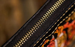 Handmade Leather Mens Tooled Monster Chain Biker Wallet Cool Leather Wallet Long Clutch Wallets for Men