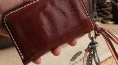 Handmade Leather Mens Long Chain Biker Wallet Cool Leather Wallet Slim Wallets for Men