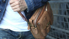 Cool Leather Mens Small Messengers Bag Shoulder Bags for Men