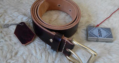 Handmade Vintage Red Brown Leather Mens Belt Leather Belt for Men