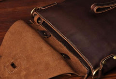 Vintage leather mens Small Messenger bag Shoulder Laptop bag Briefcases - EverHandmade