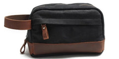 Cool Waxed Canvas Leather Mens Wristlet Bag Vintage Clutch Zipper Bag for Men