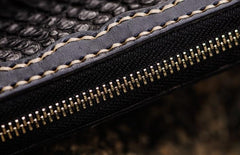 Handmade Leather Mens Chain Biker Wallet Leather Clutch Wallet Cool Long Wallets for Men