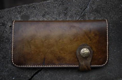 Handmade Mens Vintage Leather Long Biker Wallet Cool Long Chain Wallet for Men