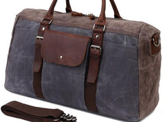 Mens Waxed Canvas Leather Large Weekender Bag Canvas Travel Bag for Men