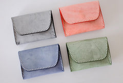 Handmade LEATHER Womens Small Card Wallet Leather Card Small Wallet FOR Women