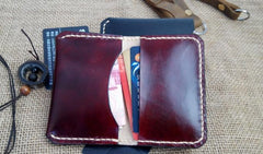 Leather Mens Slim Front Pocket Bifold Small Wallets Card Wallet for Men