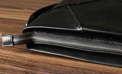 Black Leather Mens Cool Messenger Bag Small Shoulder Bag for men