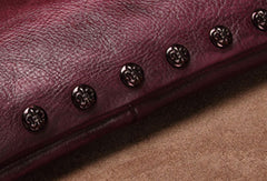 Genuine Leather Rivet Handbag Clutch Vintage Crossbody Bag Shoulder Bag Purse For Women - EverHandmade