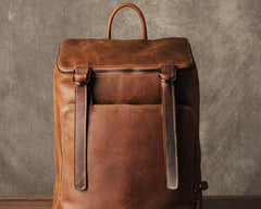 Genuine Leather Mens Cool Backpack Large Black Fashion Travel Backpack for men