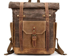 Waxed Canvas Leather Mens Travel Backpacks Canvas Backpack Canvas School Backpack for Men