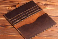 Handmade Genuine Leather Wallet Long Leather Wallet Bifold Wallet Bag For Mens