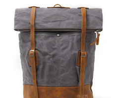 Cool Waxed Canvas Leather Mens Backpacks Canvas Travel Backpack Canvas School Backpack for Men