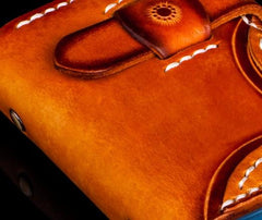 Handmade Leather Mens Cool billfold Wallet Card Holder Small Card Small Wallets for Men