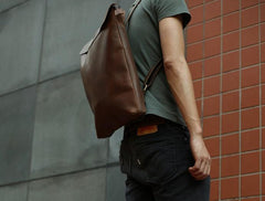 Cool Black Mens Leather Backpack Travel Backpacks School Backpacks for men