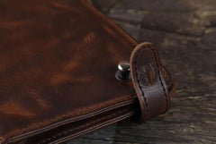 Handmade Leather Mens Cool Long Leather Wallet Bifold Clutch Wallet for Men