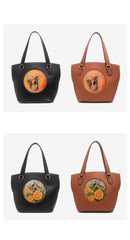 Handmade Womens Brown Leather Tote Handbag Purse Deer Tote Bag for Women