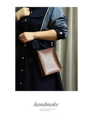 Cute Coffee Leather Phone Purse Women Side Bag Box Phone Crossbody Purse For Women