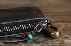 Handamde Genuine Leather Mens Cool Key Wallet Card Slim Wallet Key Holder Car Key Case for Men