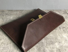 Genuine Leather Mens Clutch Cool Slim Wallet Zipper Clutch Wristlet Wallet for Men